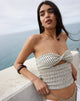 Image of Aghony Bandeau Top in Stripe Textured Mesh Beige
