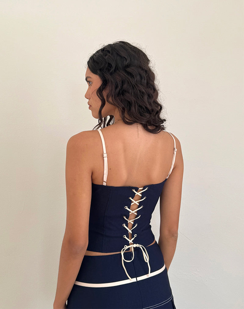 Navy Corset Top | Alexa – motelrocks-com-eur