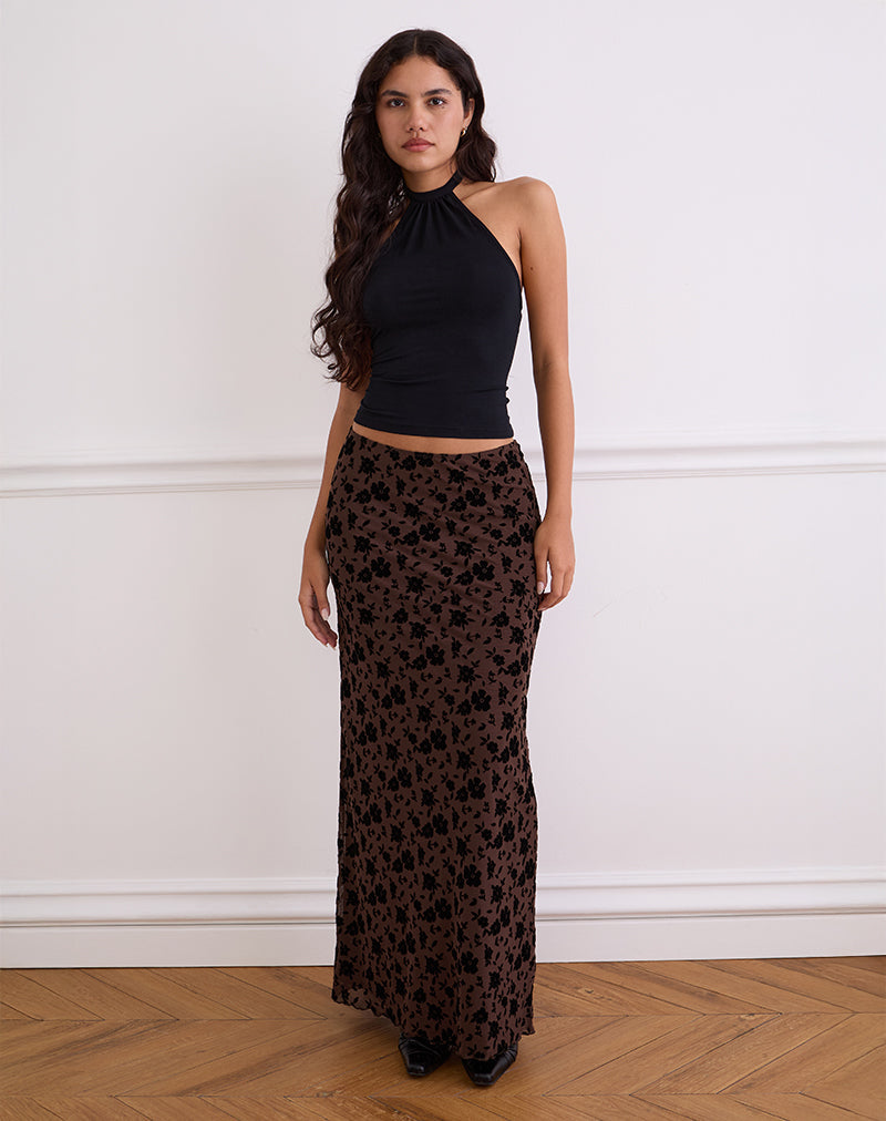 Alfreda Maxi Skirt in Garden Floral Brown