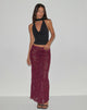 Image of Alphia Maxi Skirt in Sequin Knit Burgundy