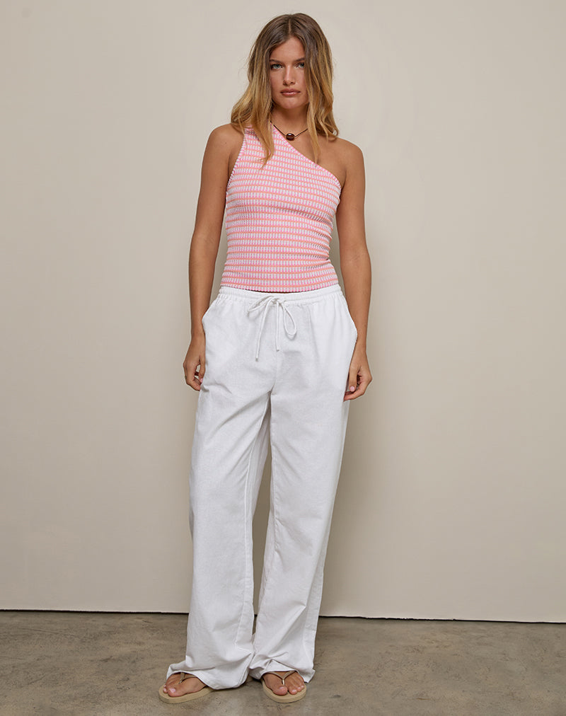 Image of Aviel Top in Textured Rib Stripe Pink