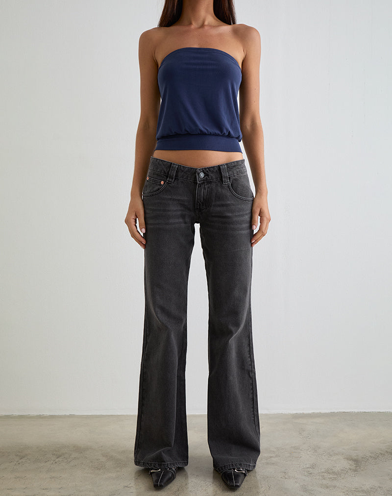 Image of Bell Bottom Low Rise Flare Jeans in Vintage Black