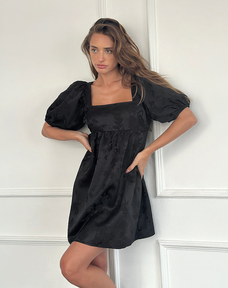 silky satin square neck puff sleeve babydoll mini dress Satin Satin Square Neck Puff Sleeve Bowknot Babydoll Mini Dress For Daily  Casual Date