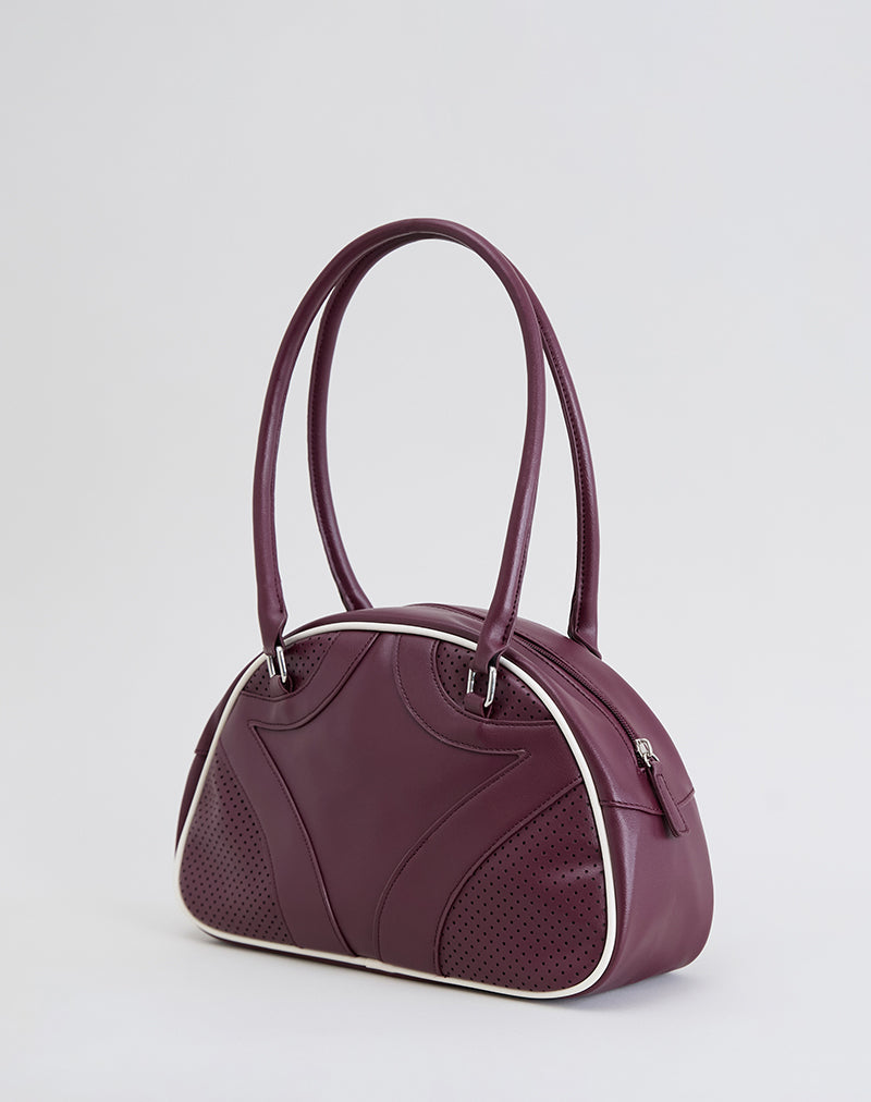 Bowler Bag in Cream and Burgundy