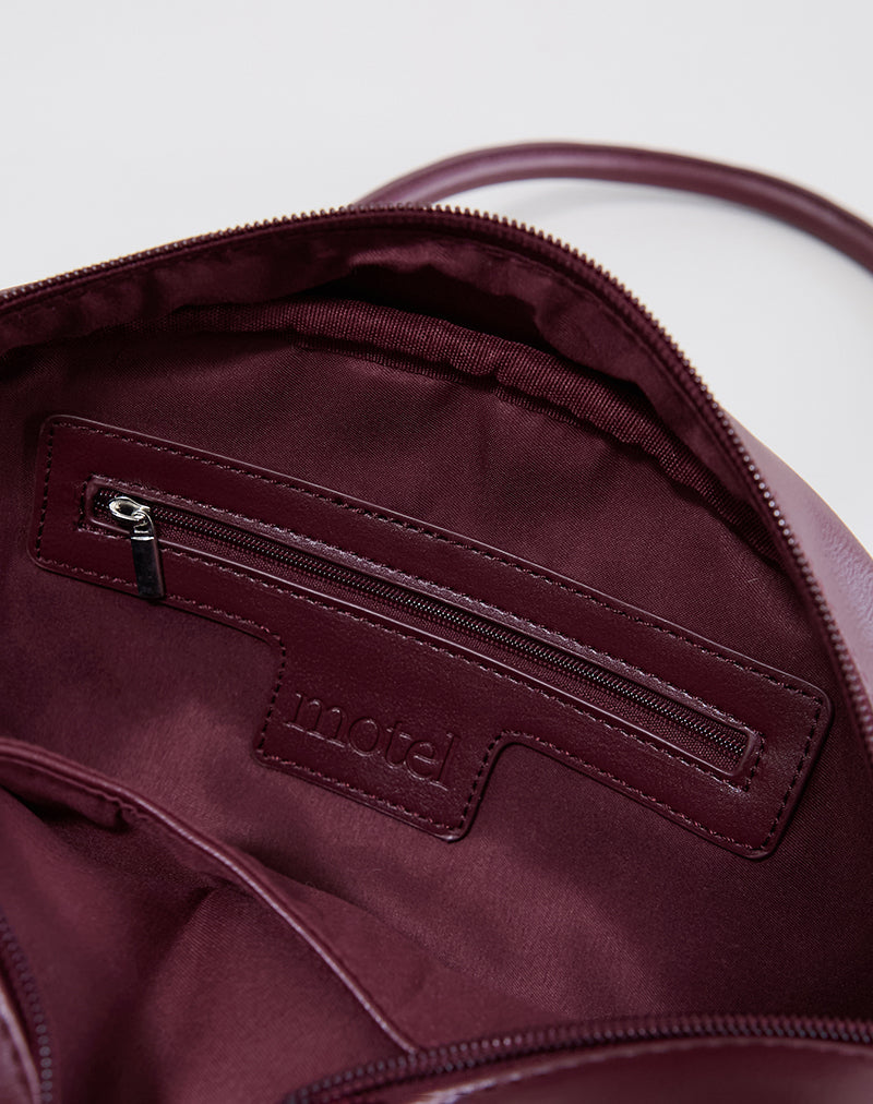 Image of Bowler Bag in Cream and Burgundy