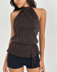 Image of Brienne Top in Brown Shimmer Sheer Plisse