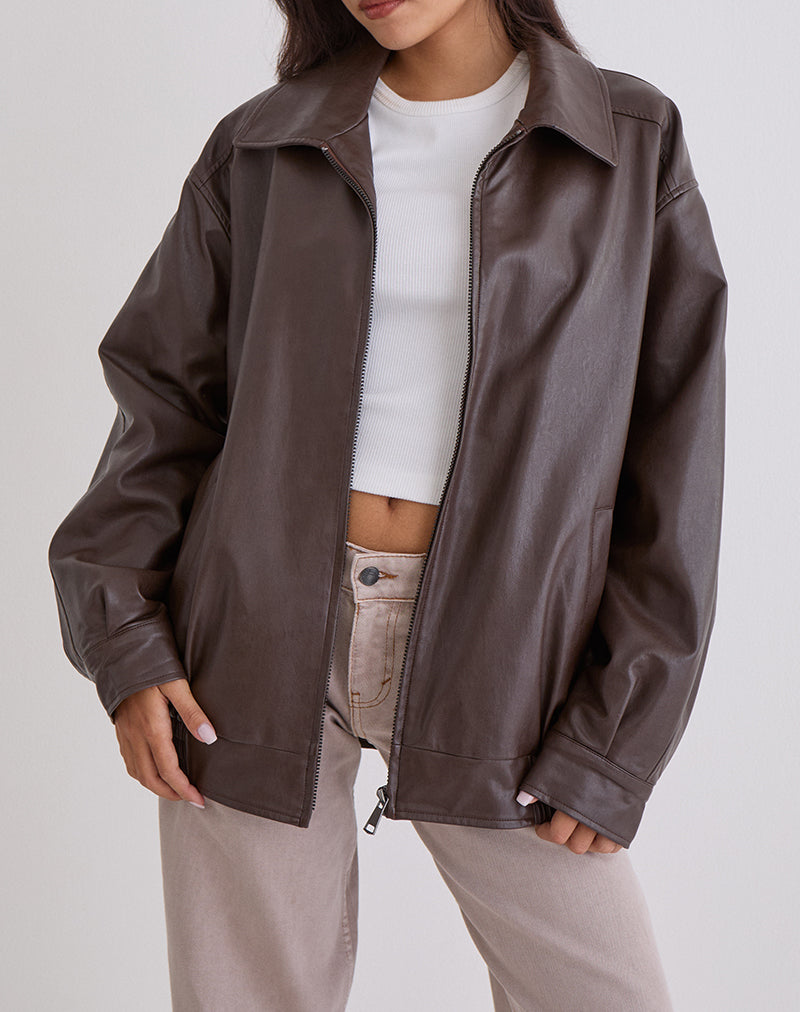 PU Bitter Chocolate Jacket | Cavita – motelrocks-com-eur