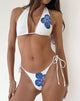 Image of Lentra Bikini Bottom in Ivory with Blue Orchid