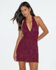 Image of Codami Halterneck Mini Dress in Sequin Knit Burgundy
