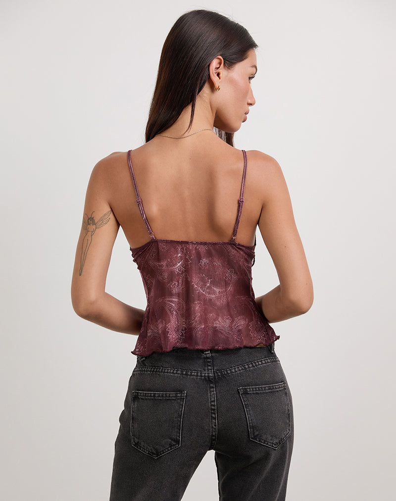 Image of Cojira Top in Mesh Tonal Paisley Plum