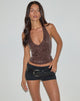 Image of Cosio Halterneck Top in Mixed Sequin Brown