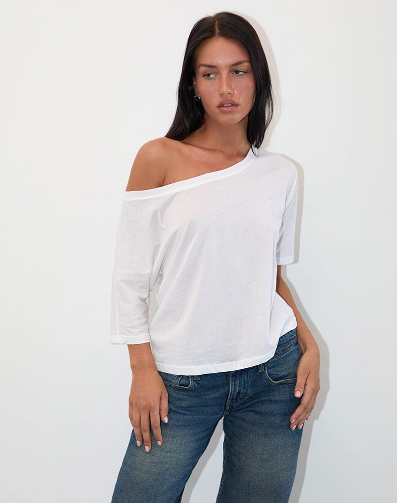 White Basic Jersey Off Shoulder Top | Daman – motelrocks-com-eur