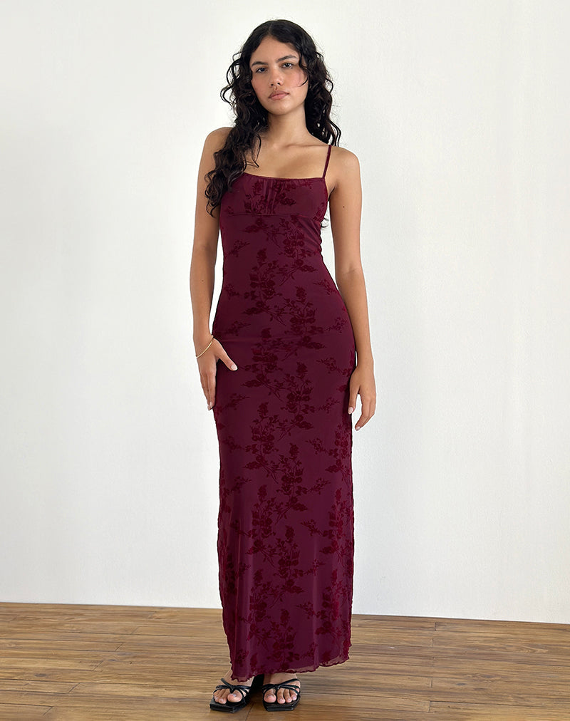 Burgundy floral maxi dress hotsell