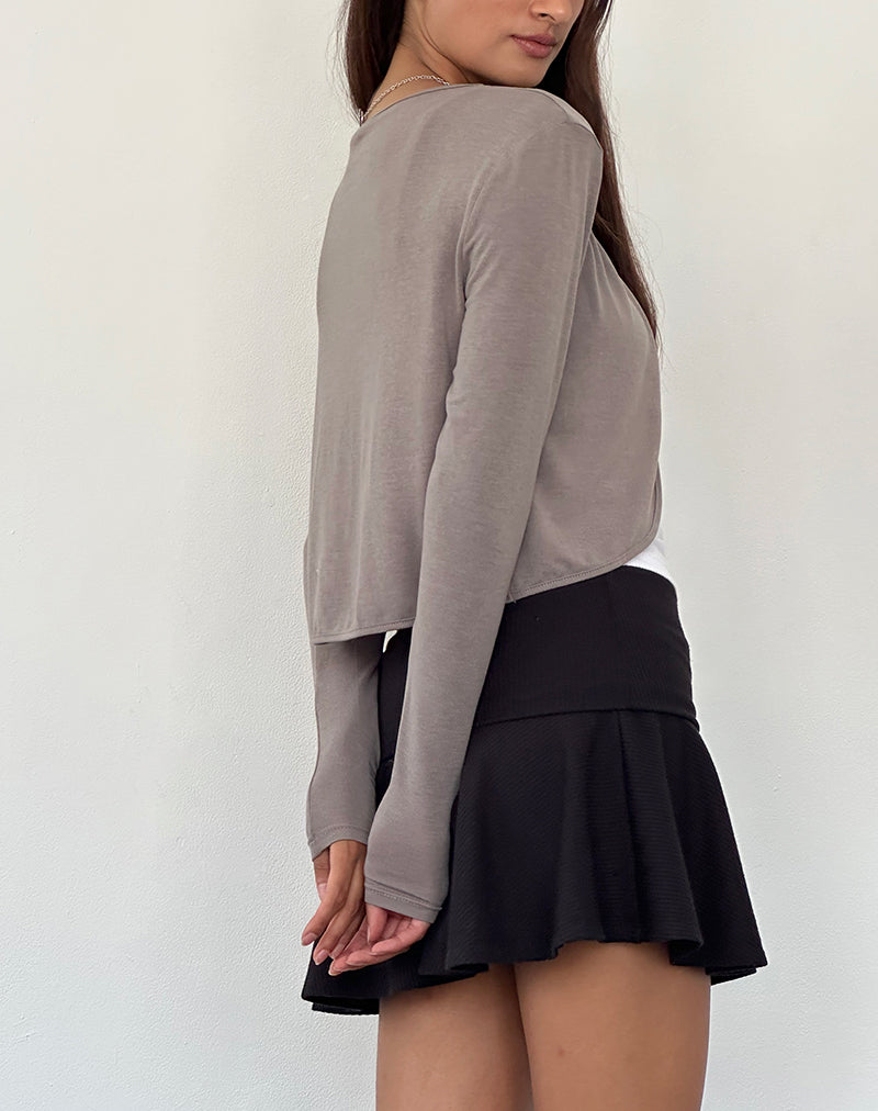 Image of Despina Knitted Long Sleeve Shrug in Warm Grey