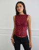 Image of Dudley Vest Top in Sequin Knit Burgundy