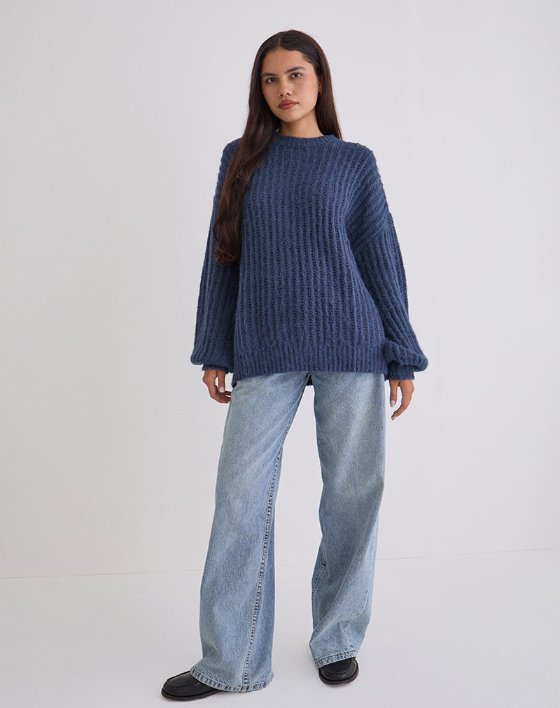 Image of Daren Oversized Knitted Jumper in Navy
