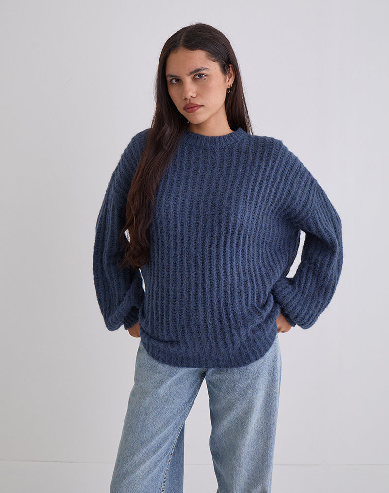 Image of Daren Oversized Knitted Jumper in Navy