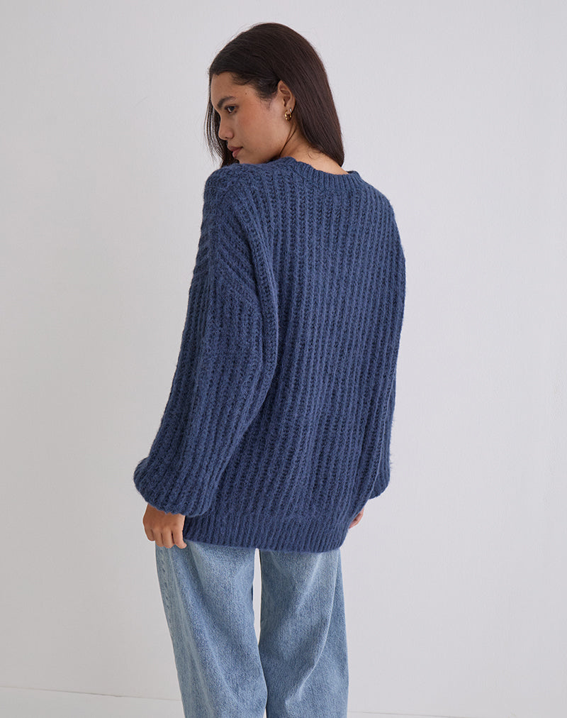 Image of Daren Oversized Knitted Jumper in Navy