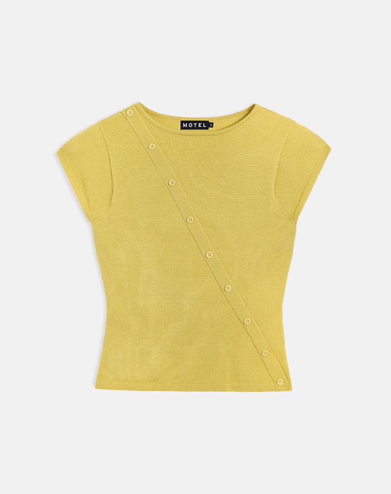 Image of Elyra Asymmetric Top in Knit Golden Green