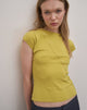 Image of Elyra Asymmetric Top in Knit Golden Green