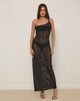 Image of Erminia Maxi Dress in Open Knit Black
