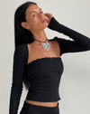 Image of Suri Ribbed Shrug Top in Black