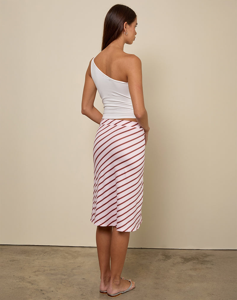 Image of Esmeray Midi Skirt in Diagonal Stripe Pink