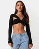 Image of Hanta Crop Top in Crepe Black