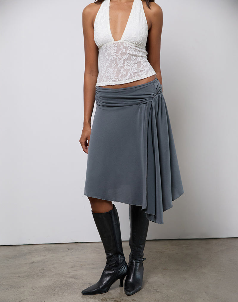 Grey Asymmetric Midi Skirt | Harlan – motelrocks-com-eur