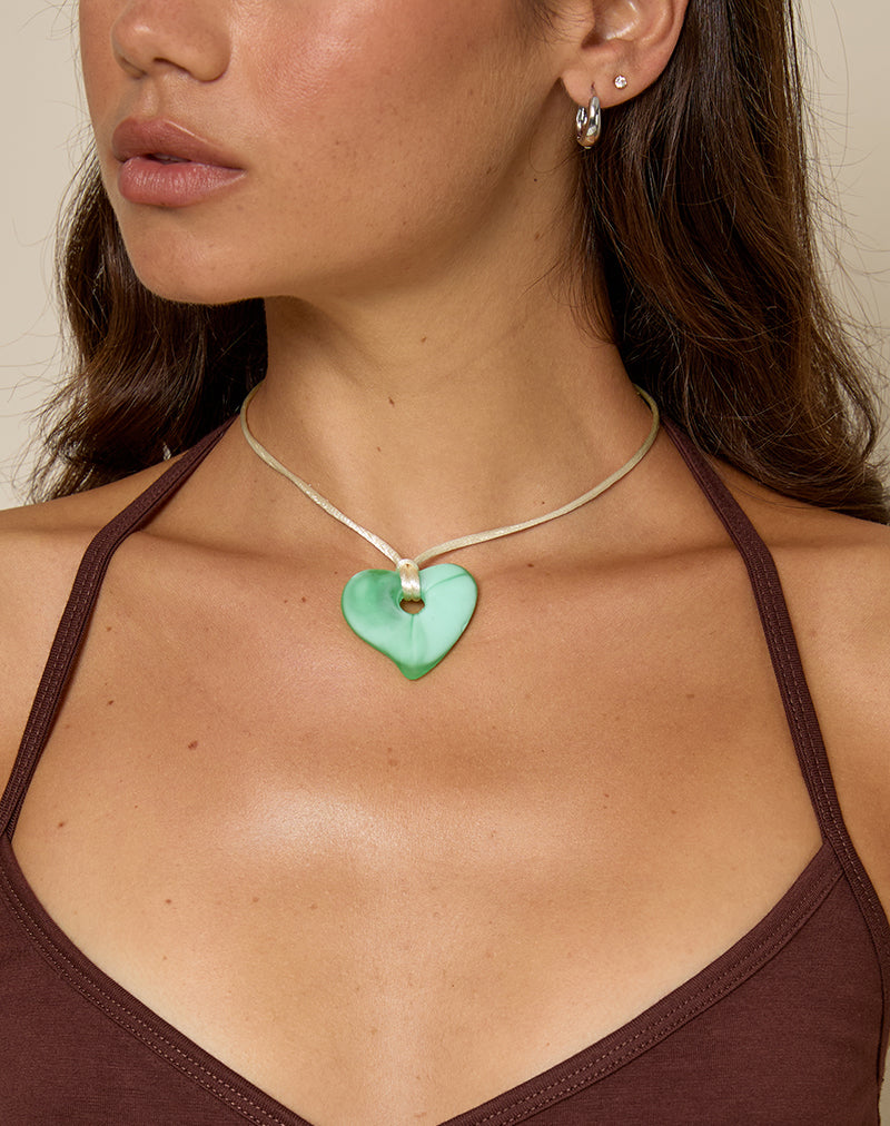 Image of Heart Necklace in Resin Green