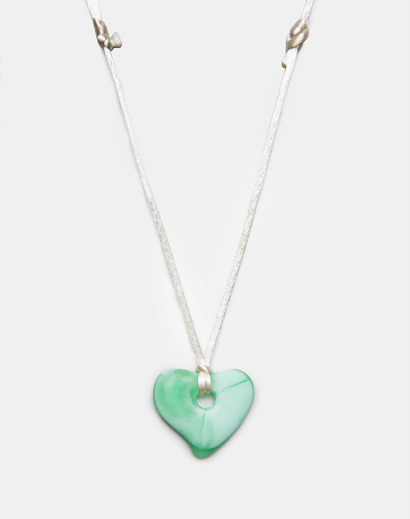 Image of Heart Necklace in Resin Green