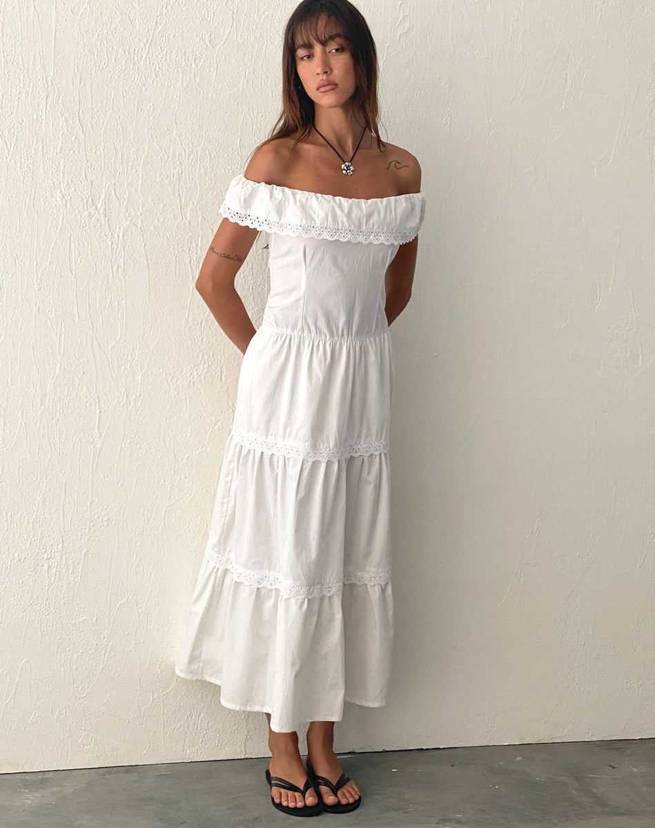 Tiered cheap bardot dress