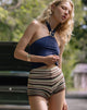 Image of Husan Hot Pants in Green and Brown Stripe