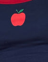 Navy with Red Binding and Apple Motif