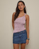 Image of Idari One Shoulder Top in Stripe Textured Mesh Soft Pink