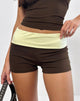 Image of Sea Foldover Short in Chocolate Brown and Lemon