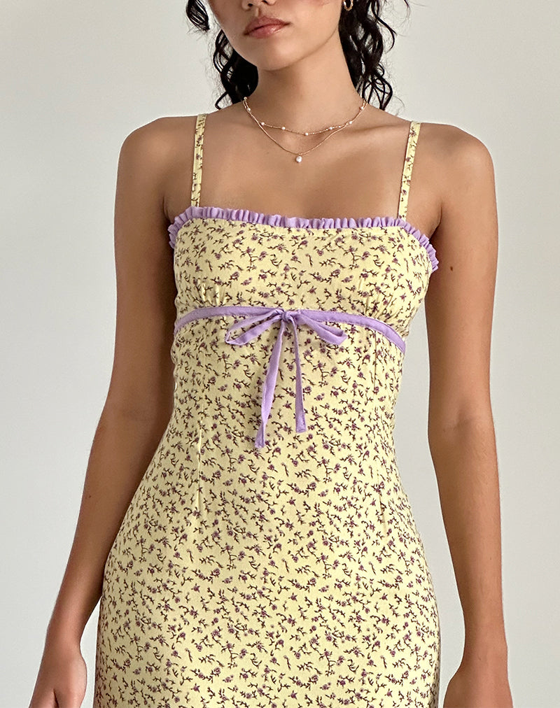 yellow and purple floral dress Margaret One Shoulder Draped Floral Dress