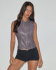 Image of Janae Vest Top in Distressed PU Washed Plum