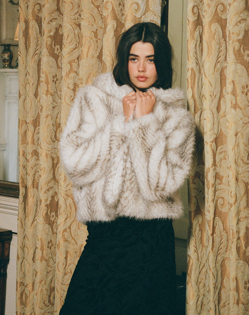 Cream Faux Fur Hooded Cropped Jacket | Jemi – motelrocks-com-eur