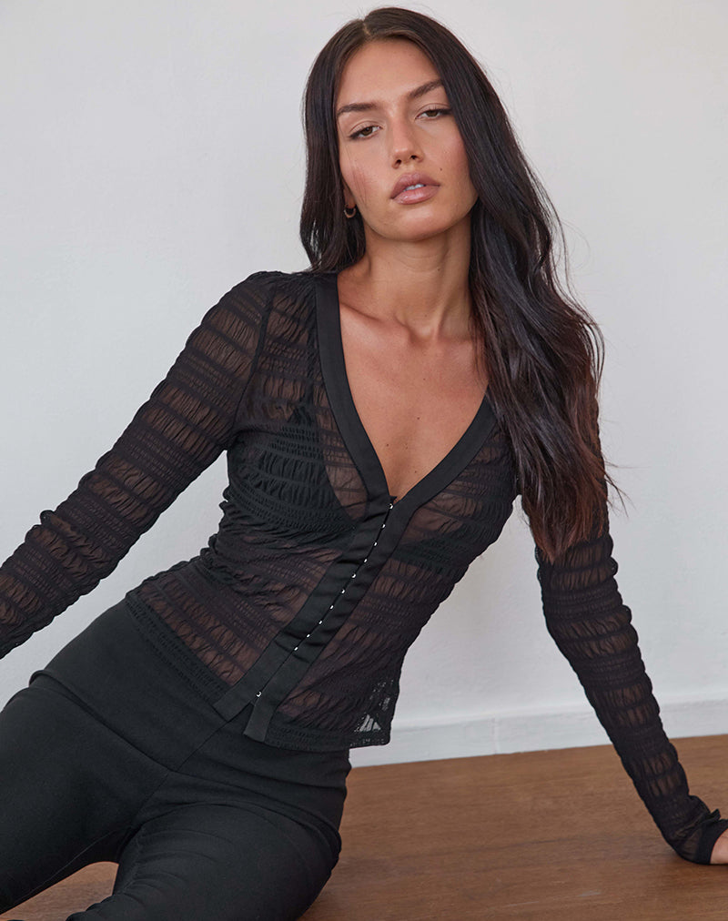 Barula Cami Top in Mesh Cherry