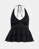 Image of Juanita Frill Halter Neck Top in Black