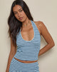 Image of Jules Top in Tonal Stripe Blue Textured Rib
