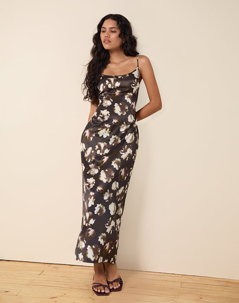 Brown Floral Print Maxi Dress | Kafka – motelrocks-com-eur 