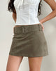 Image of Zita Belted Mini Skirt in Suede Brown