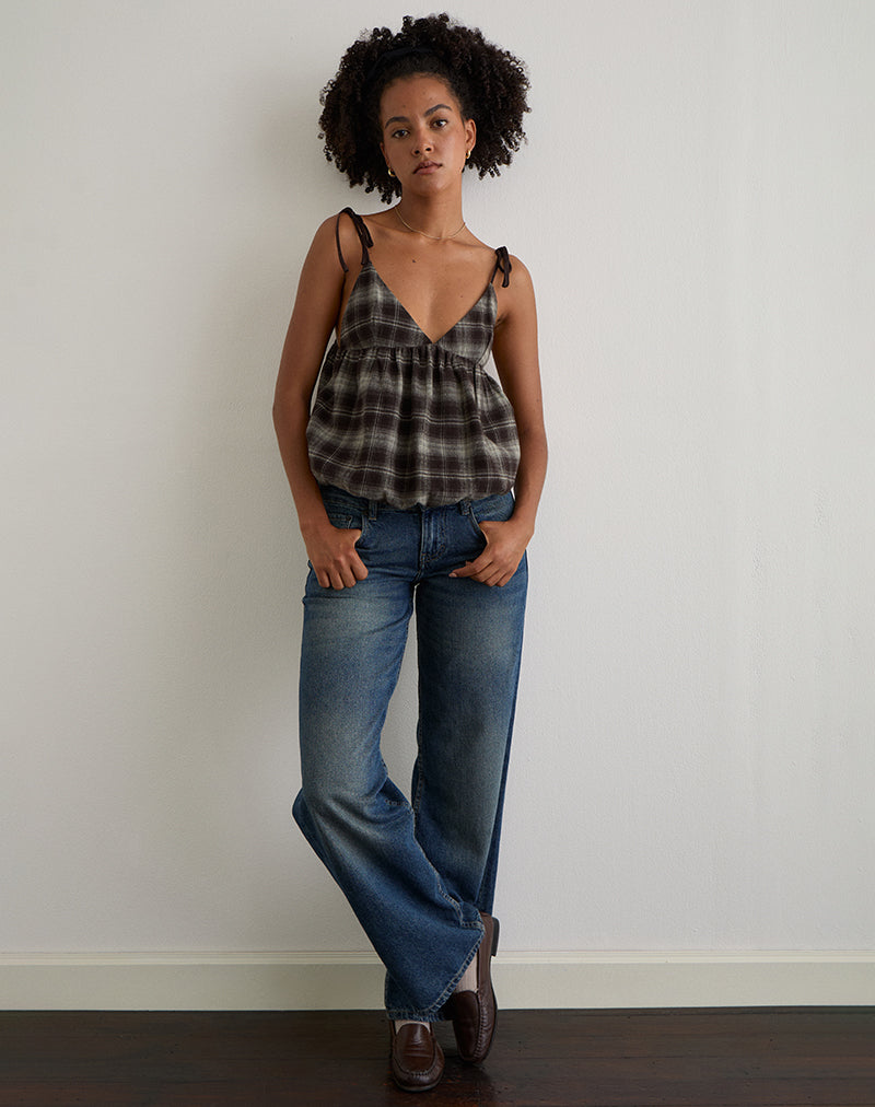 Grey Check Triangle Bust Cami Top | Kaoru – motelrocks-com-eur