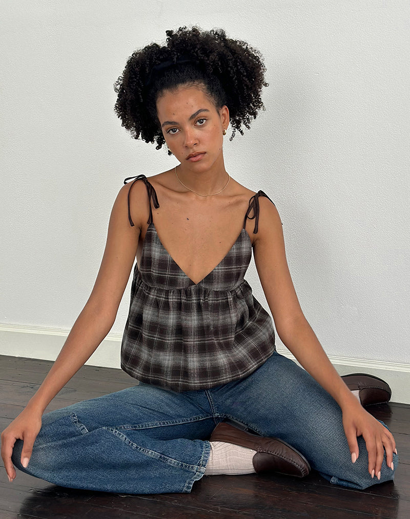Grey Check Triangle Bust Cami Top | Kaoru – motelrocks-com-eur