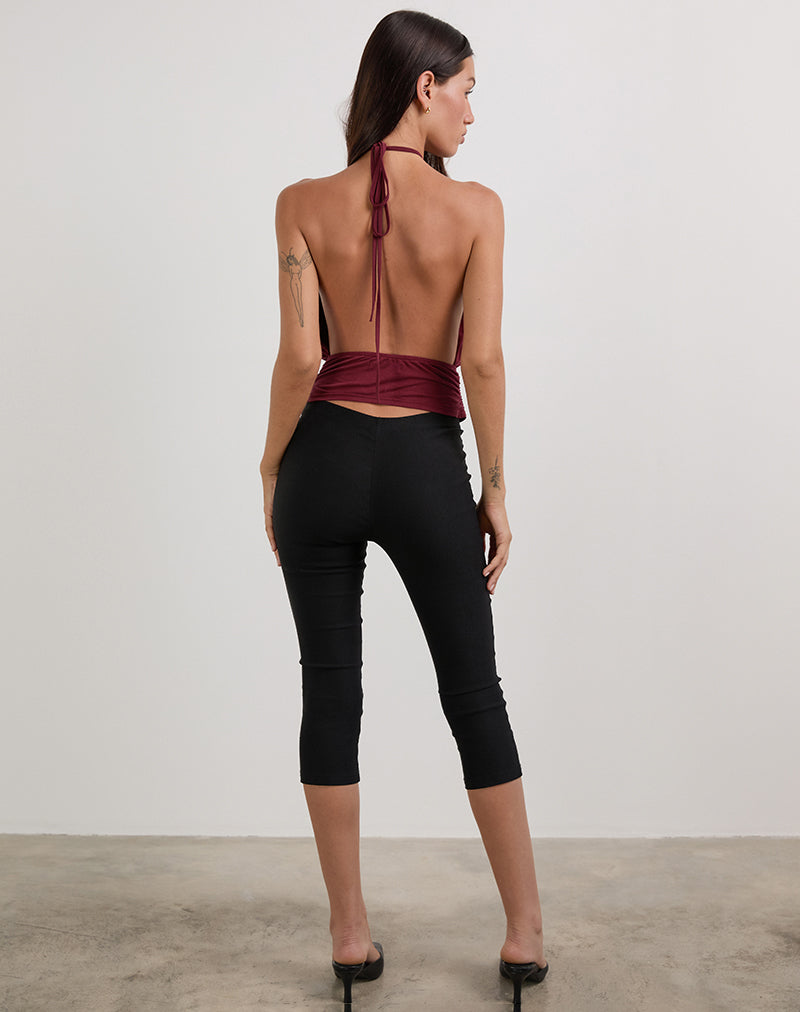 Image of Karise Plunge Top in Cupro Dark Red