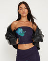 image of Shae Mesh Bandeu Top in Navy Flower