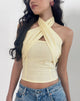 Image of Lasy Linen Wrap Halterneck Top in Lemon