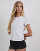Image of Legra Frill Neck Shirt in Poplin White